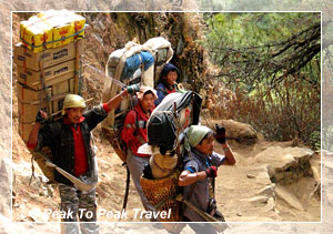 Local people carrying supplies